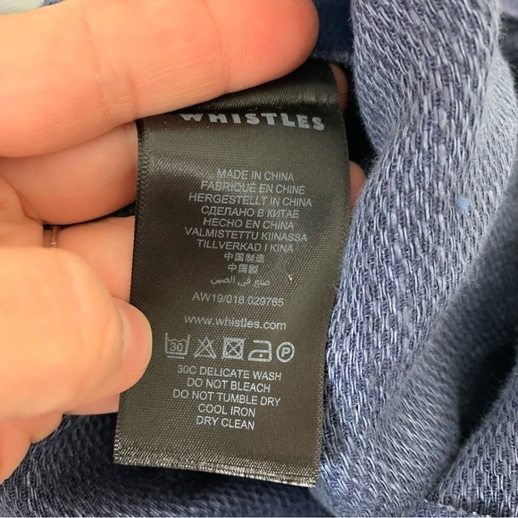 Whistles Tie Waist Linen Jumpsuit Womens US 10 UK 14 Wide Leg Crop Pockets Navy - Picture 11 of 16